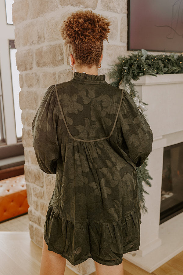 Uptown Gathering Floral Jacquard Mini Dress Curves Image - 3