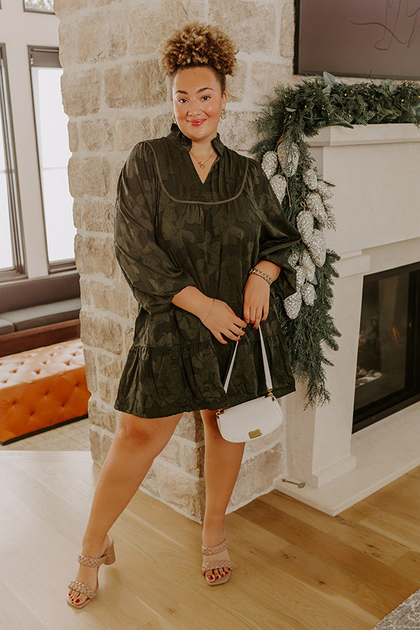 Uptown Gathering Floral Jacquard Mini Dress Curves Image - 1