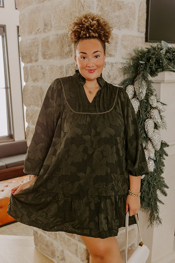 Uptown Gathering Floral Jacquard Mini Dress Curves – Impressions