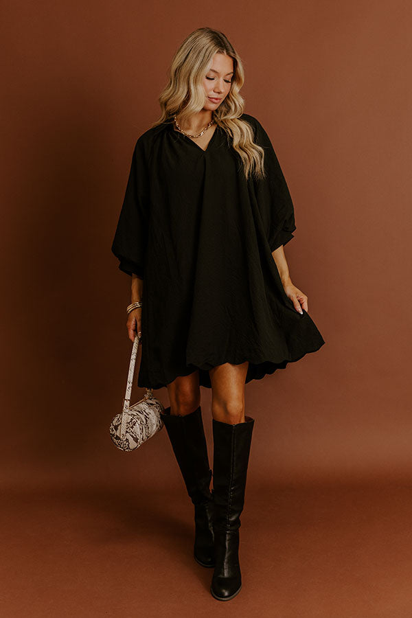 Dinner in Soho Scalloped Mini Dress in Black Image - 2