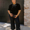 Bow-tiful Moment Embellished Sweater Top in Black Curves Image - 1