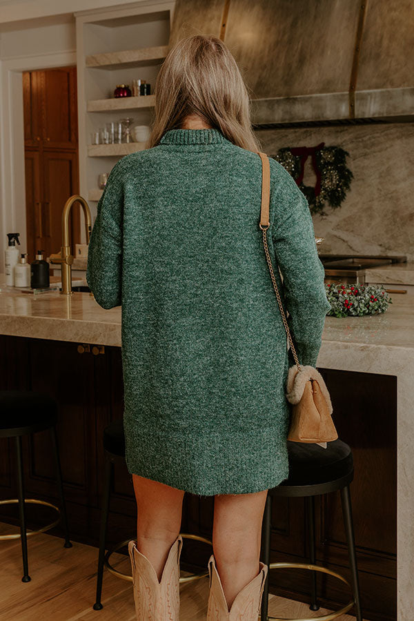 Cozy Cues Knit Sweater Mini Dress in Hunter Green Image - 5