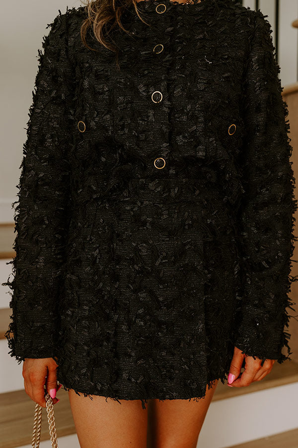 Uptown Views High Waist Tweed Mini Skirt in Black Image - 2