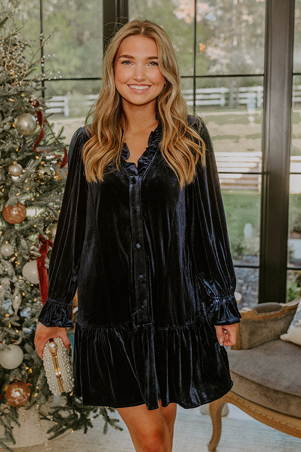 Midnight Dream Velvet Mini Dress Image - 3