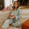 Christmas Night Satin Pajama Top in Hunter Green Image - 1