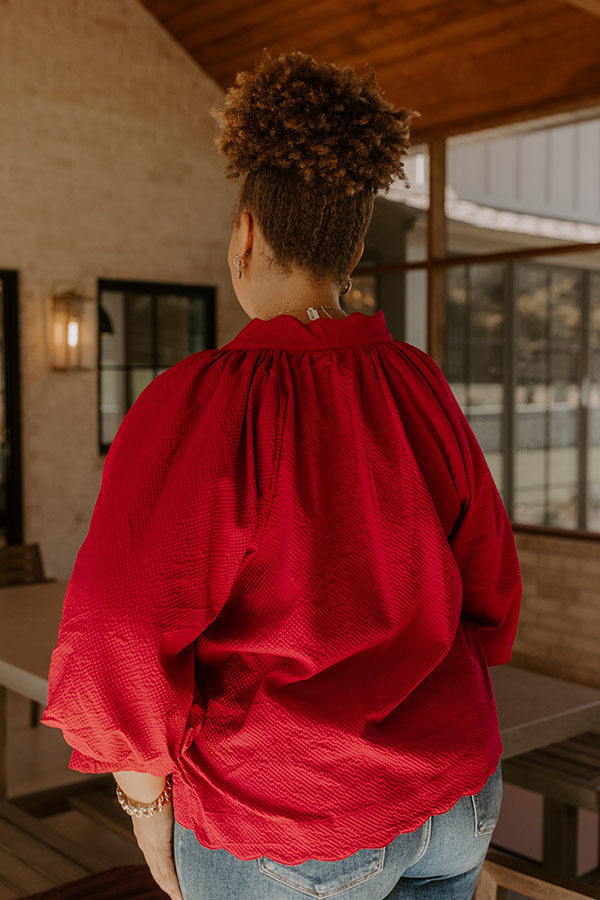 Dinner In Soho Scalloped Top in Crimson Curves Image - 4