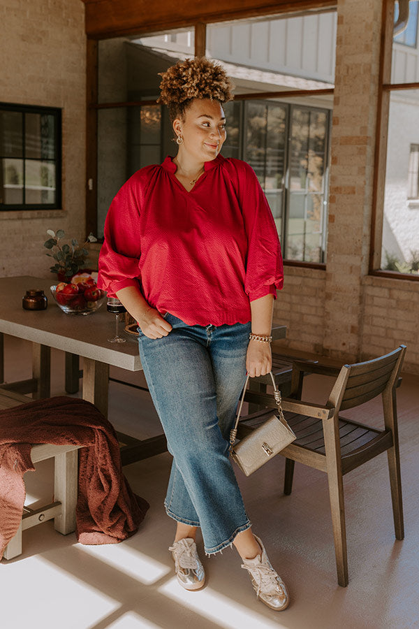 Dinner In Soho Scalloped Top in Crimson Curves Image - 1