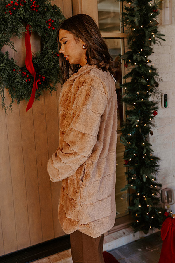 Uptown Charm Faux Fur Coat in Camel Image - 5