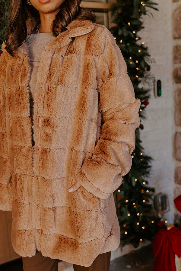 Uptown Charm Faux Fur Coat in Camel Image - 4