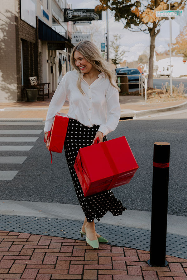 Right On Cue Satin Polka Dot Midi Skirt Image - 1