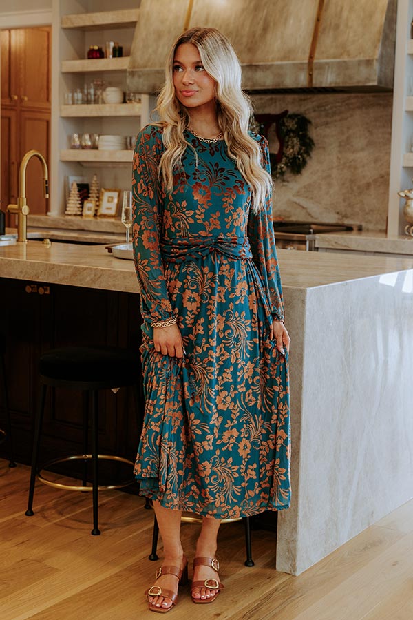 Evening Muse Floral Velvet Burnout Midi Dress Image - 1