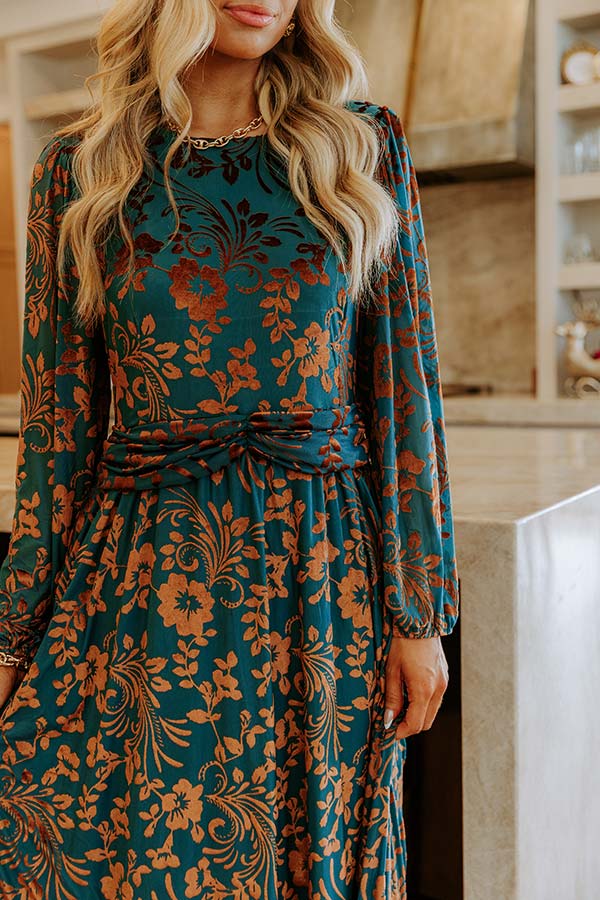 Evening Muse Floral Velvet Burnout Midi Dress Image - 3