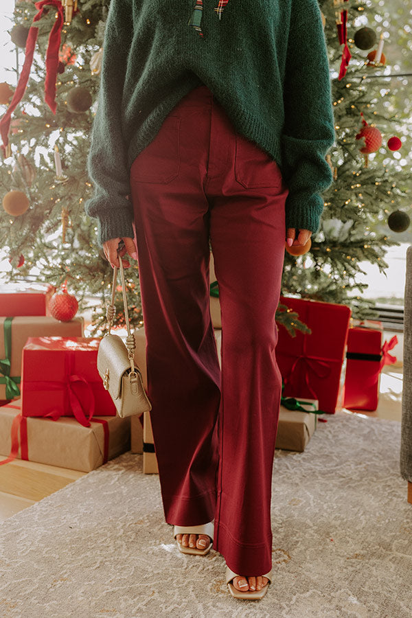 The Trixie High Waist Wide Leg Pants in Merlot Image - 2