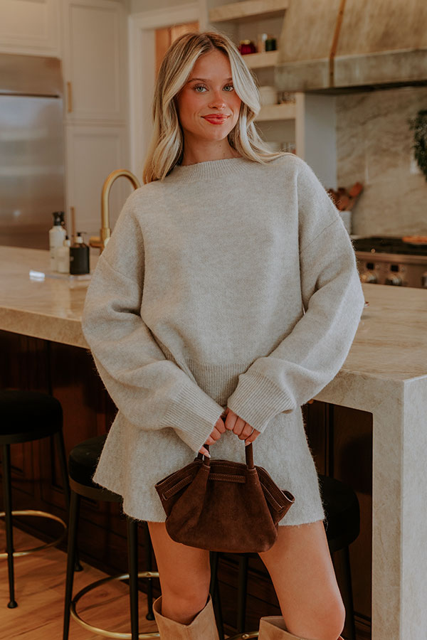 Upper East Views Knit Sweater Top in Stone Image - 3