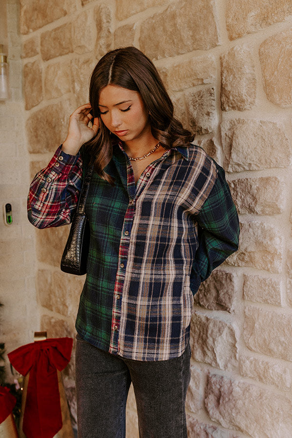 Plaid Perfection Color Block Button Up Top Image - 3