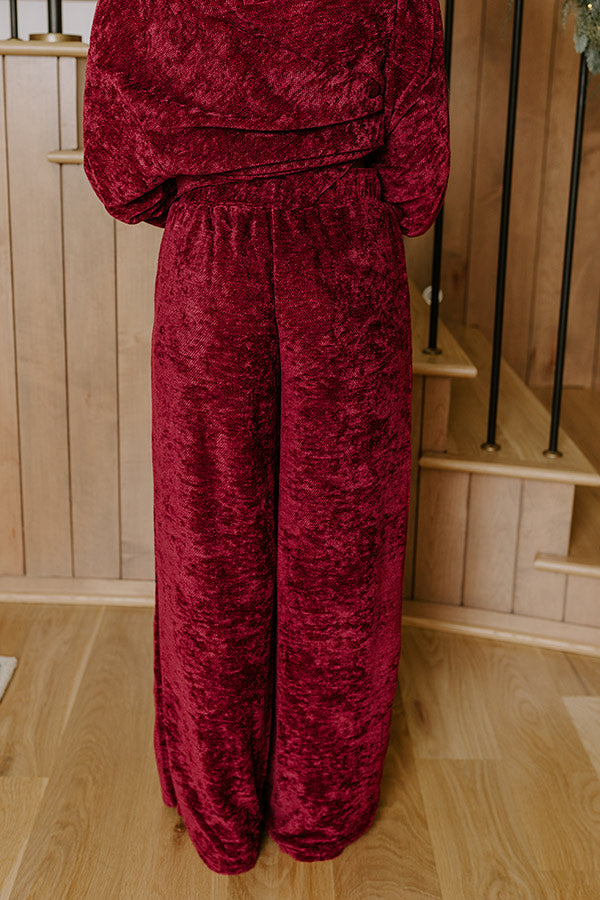 Warm Welcome High Waist Chenille Knit Pants in Merlot Image - 3