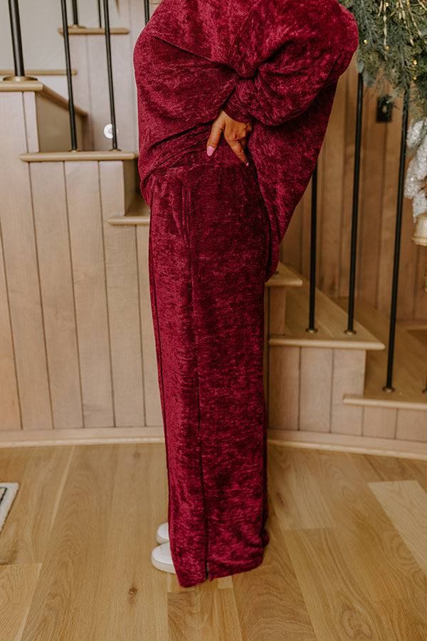 Warm Welcome High Waist Chenille Knit Pants in Merlot Image - 4