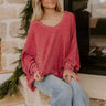 Relax And Reset Waffle Knit Oversized Tee in Crimson Image - 1