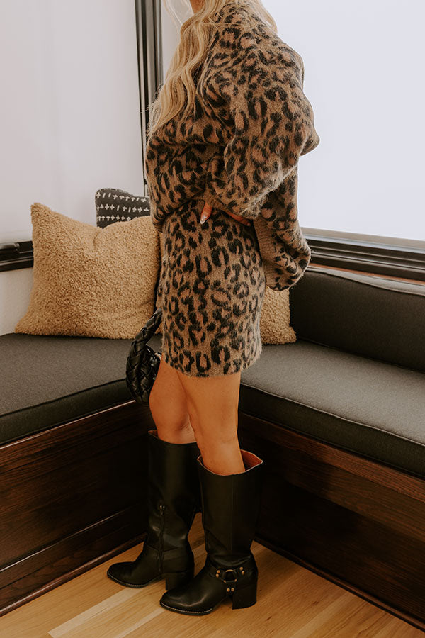 Metro Muse High Waist Knit Leopard Mini Skirt Image - 4