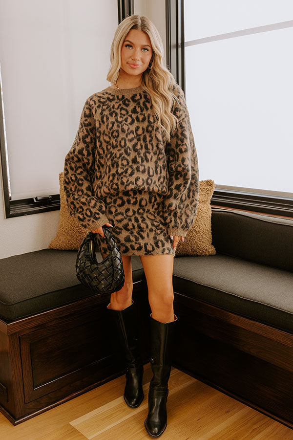 Metro Muse High Waist Knit Leopard Mini Skirt Image - 1