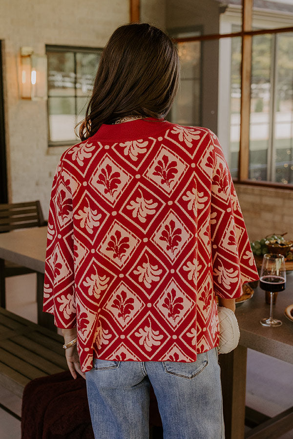 Polished Comfort Knit Sweater Top in Brick Red Image - 4