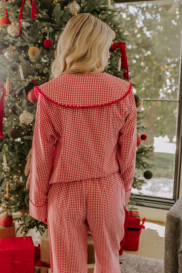 Nutcracker Charm Embroidered Gingham Pajama Top Image - 5