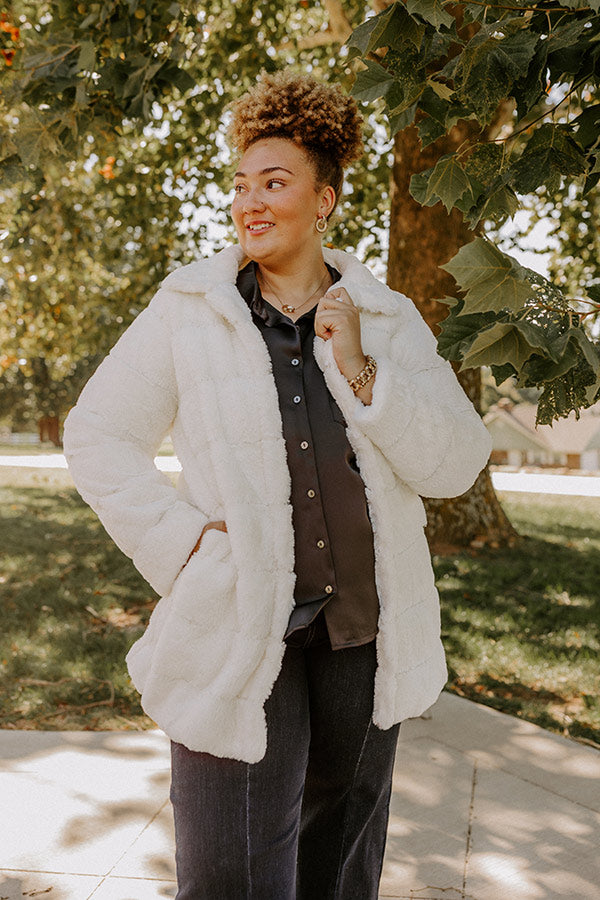 Uptown Charm Faux Fur Coat in Ivory Curves Image - 1