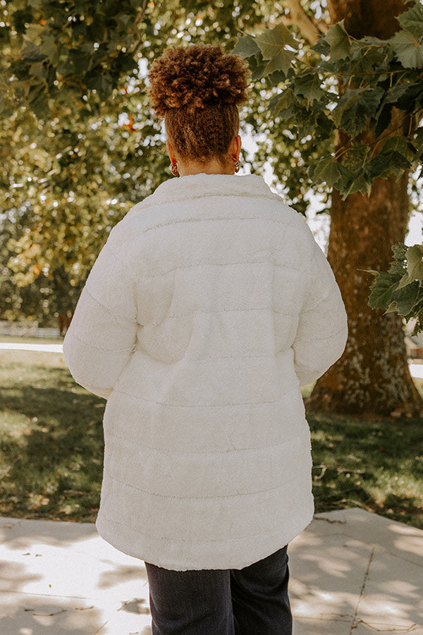 Uptown Charm Faux Fur Coat in Ivory Curves Image - 5