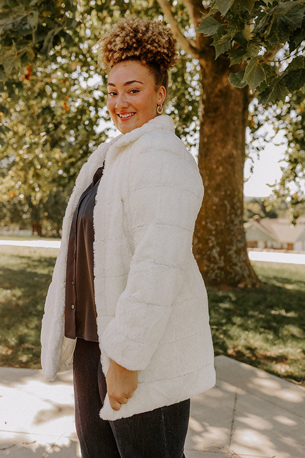 Uptown Charm Faux Fur Coat in Ivory Curves Image - 3