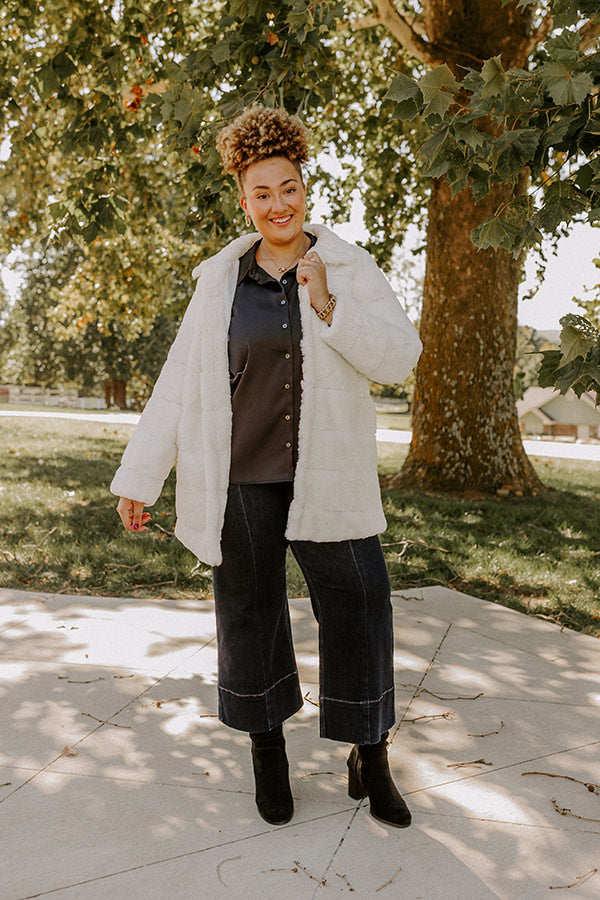 Uptown Charm Faux Fur Coat in Ivory Curves Image - 2