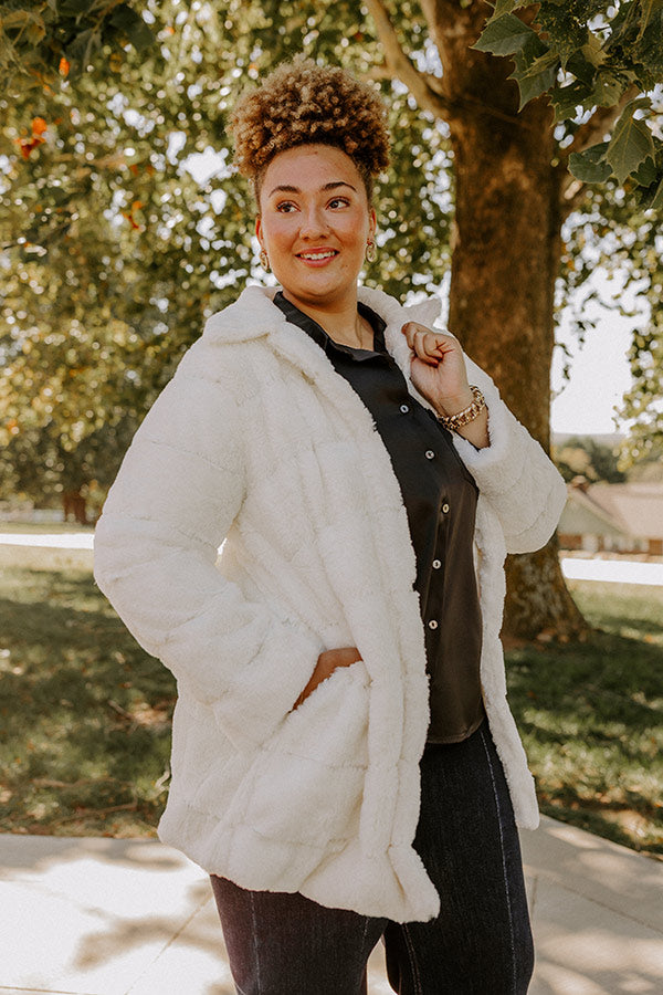 Uptown Charm Faux Fur Coat in Ivory Curves Image - 4