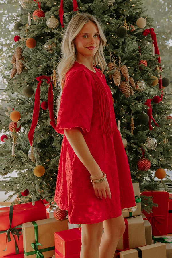 Chic Celebration Embroidered Mini Dress in Red Image - 5