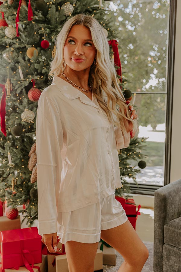 Calm Energy Satin Pajama Top in Champagne Image - 5