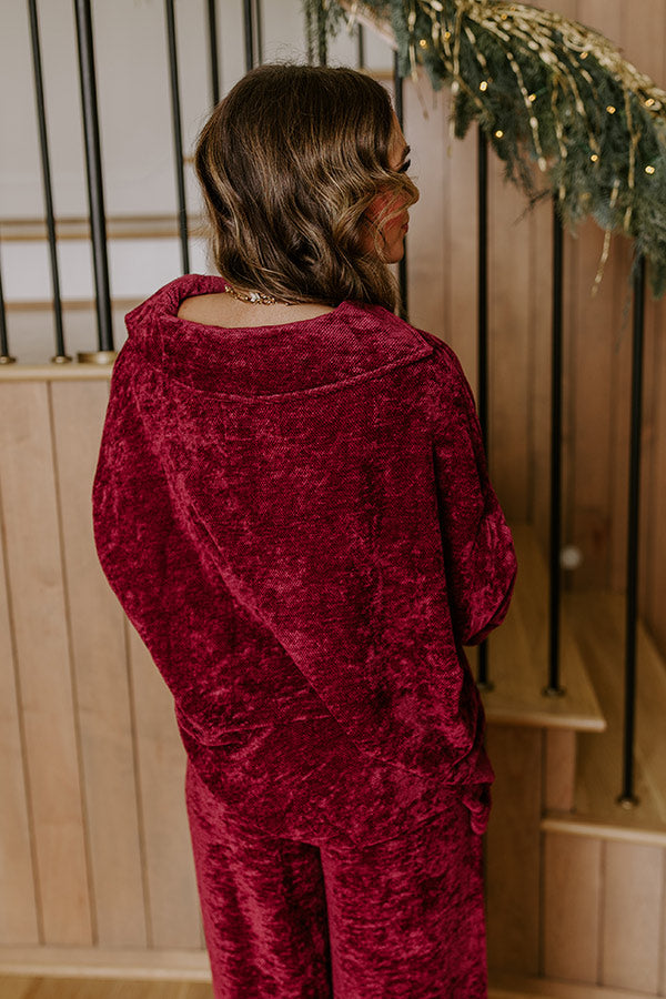 Warm Welcome Chenille Knit Sweatshirt in Merlot Image - 4