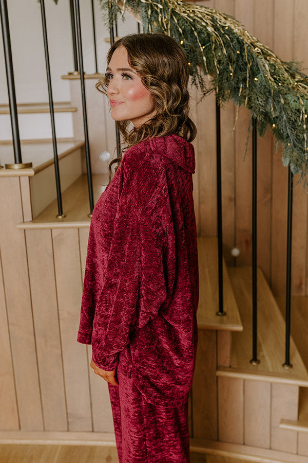 Warm Welcome Chenille Knit Sweatshirt in Merlot Image - 3