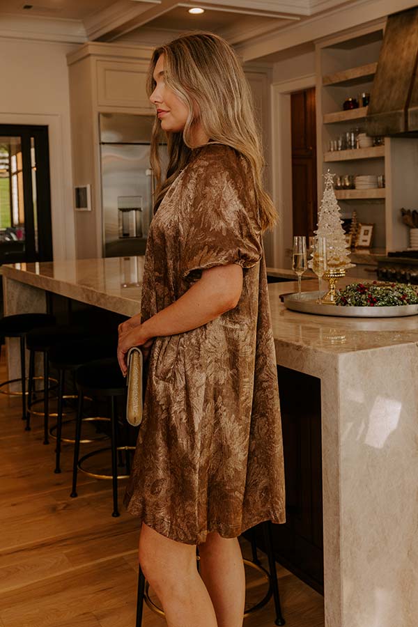 Champagne Chic Floral Satin Mini Dress Image - 5