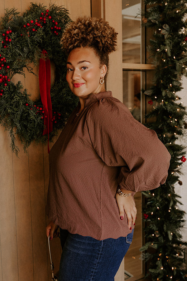 Dinner In Soho Scalloped Top in Mocha Curves Image - 5