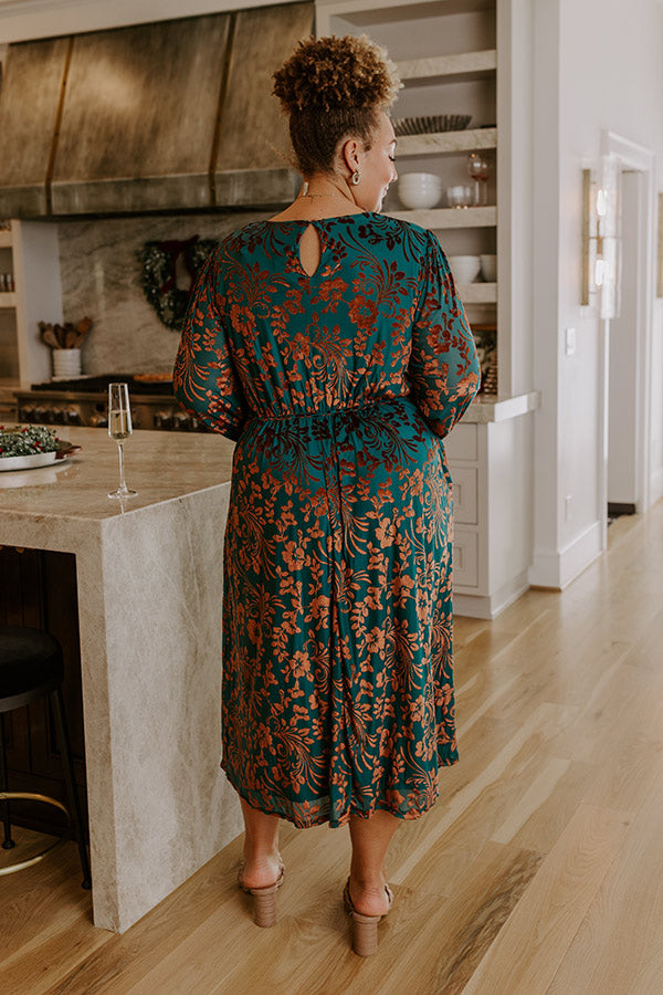 Evening Muse Floral Velvet Burnout Midi Dress Curves Image - 5
