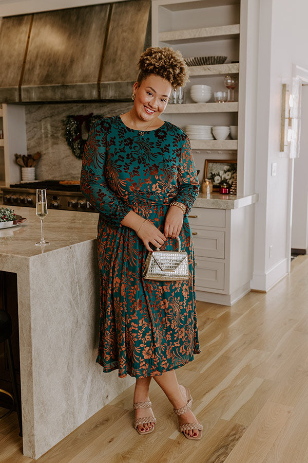 Evening Muse Floral Velvet Burnout Midi Dress Curves Image - 2