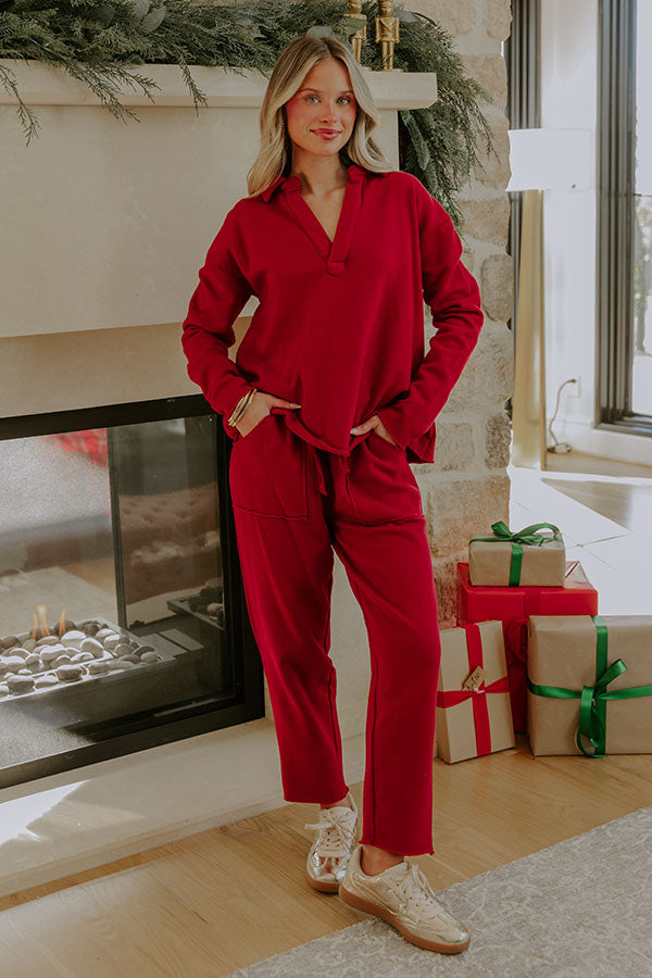 Cozy Cues Sweatshirt in Crimson Image - 2