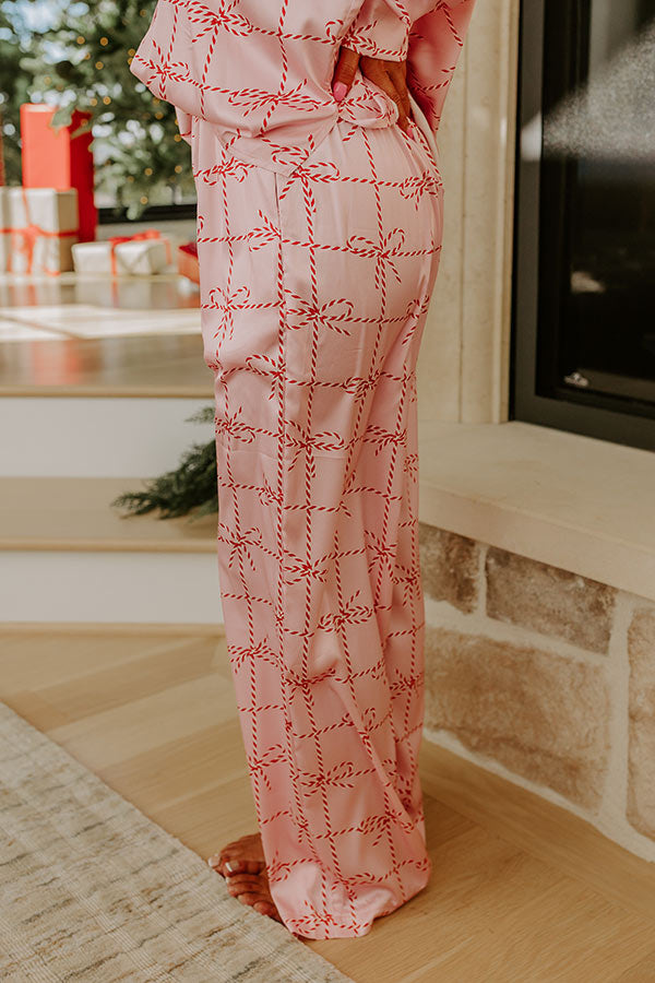 Wrapped in Bows High Waist Satin Pajama Pants Image - 4