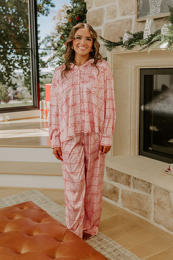 Wrapped in Bows High Waist Satin Pajama Pants Image - 1