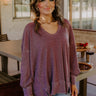 Relax And Reset Waffle Knit Oversized Tee in Plum Image - 1