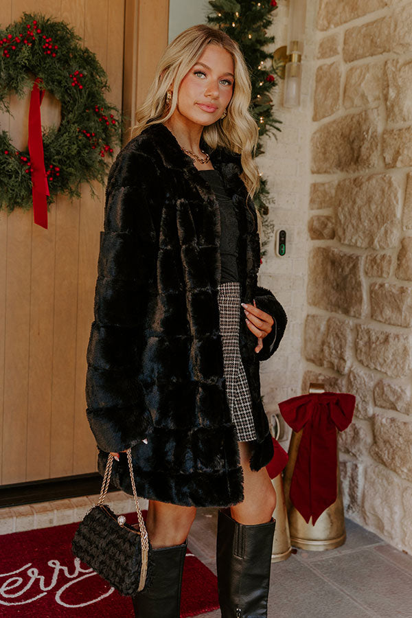 Uptown Charm Faux Fur Coat in Black Image - 5