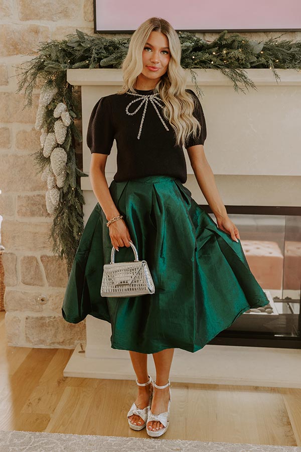 Bow-tiful Moment Embellished Sweater Top in Black Image - 2