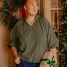 Dinner In Soho Scalloped Top in Olive Curves Image - 1