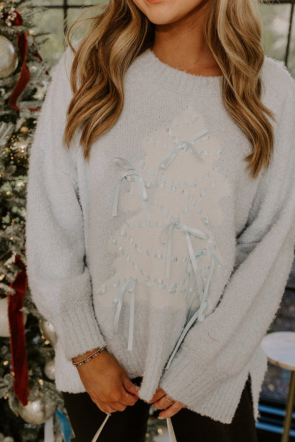 Christmas Tree Cutie Knit Sweater in Powder Blue Image - 4