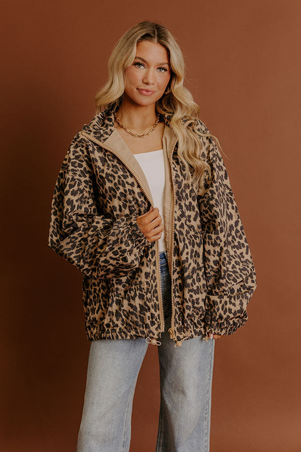 Falling For You Leopard Windbreaker Jacket Image - 1