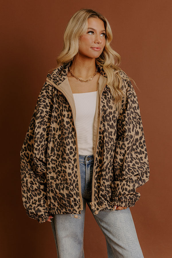 Falling For You Leopard Windbreaker Jacket Image - 4