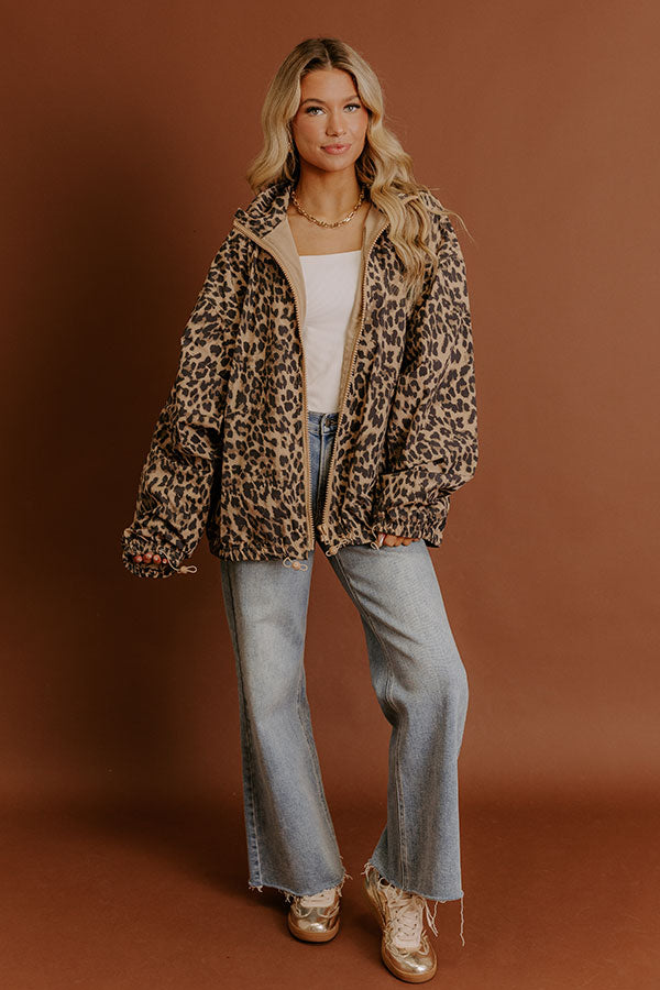 Falling For You Leopard Windbreaker Jacket Image - 3
